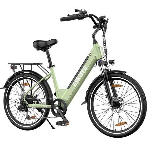 ESKUTE C100 E-Bike26 Zoll Elektrofahrrad, E-Cityrad 250W HeckMotor375Wh Wechselakku,bis zu 60km, LCD-DisplayE-CityBike Für Damen und Herren