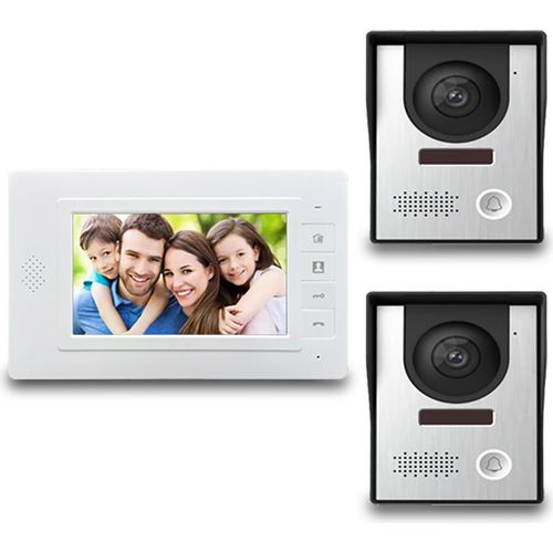 Kabelgebundene Video-Gegensprechanlage mit 7-Zoll-Display, Video-Tuerklingelkamera, Nachtsicht, mobile ueberwachung und Entriegelung