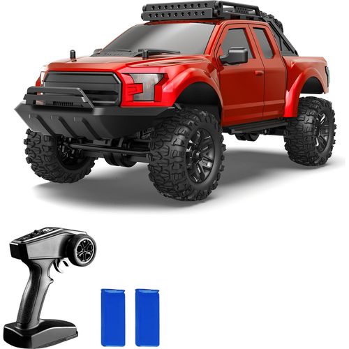 Ferngesteuertes Auto, 1:16 4WD Ferngesteuertes Auto fuer Kinder, Jungen und Maedchen, 2,4 GHz wiederaufladbares Hochgeschwindigkeits-Gelaendefahrzeug, elektrisches Spielzeugauto mit 2 Batterien