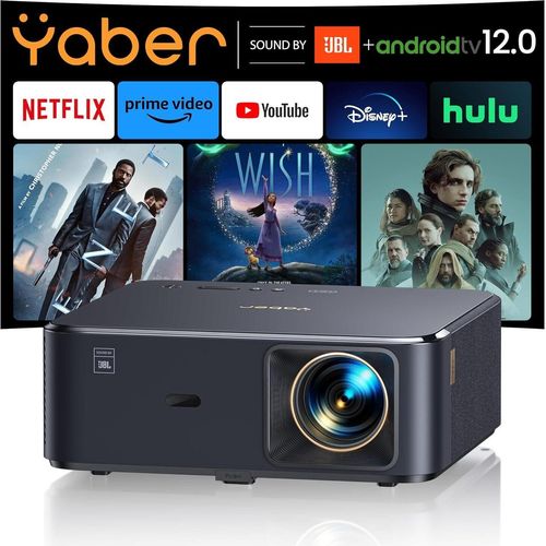 Beamer 4K mit Android TV 12.0, Sound by JBL, Dolby Audio, NFC, Autofokus, Auto Trapezkorrektur, WiFi6, BT, 1080P Full HD Olympischen Sommerspiele