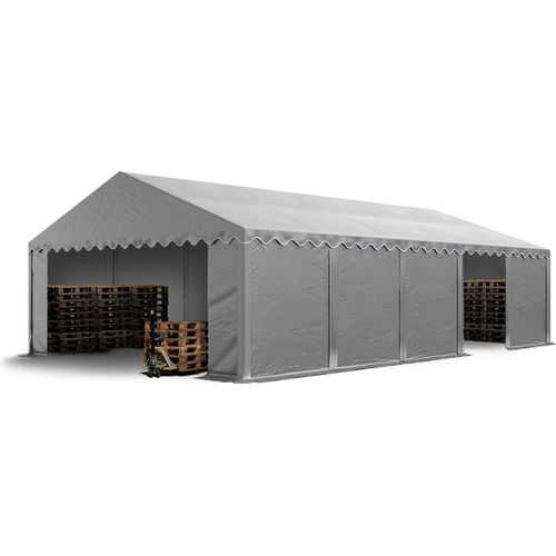 Lagerzelt 5x10 m Unterstand Weidezelt Garagenzelt PVC Plane 700 N wasserdicht in grau