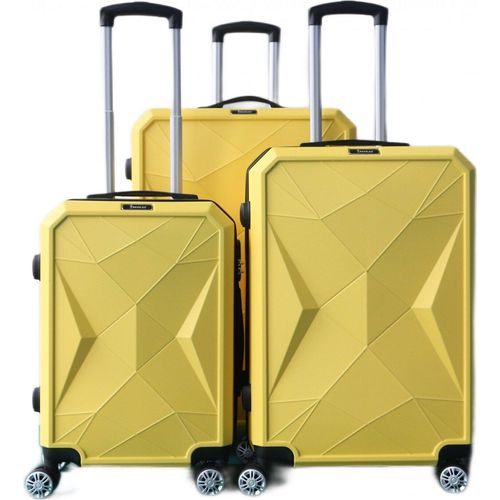 Reisekoffer ABS-03 Koffer 3-teilig Hartschale Trolley Set Kofferset Handgepäck Gepäck Reisetasche Gelb