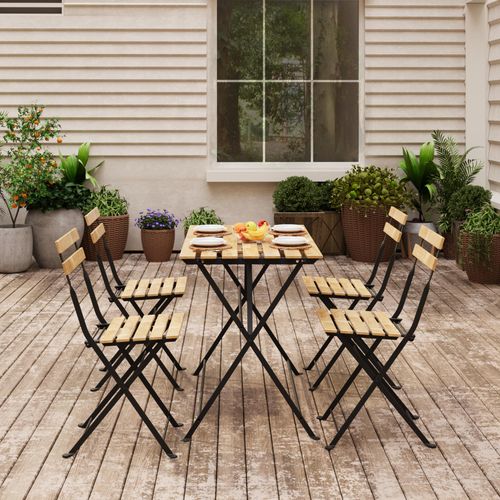Gartenmöbelset ’Bovino’ 5-tlg. Set aus einem Tisch und 4 Stühlen Akazienholz Stahl