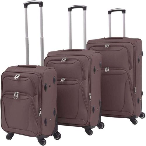 3-tlg. Weichgepäck Trolley-Set Kaffeebraun