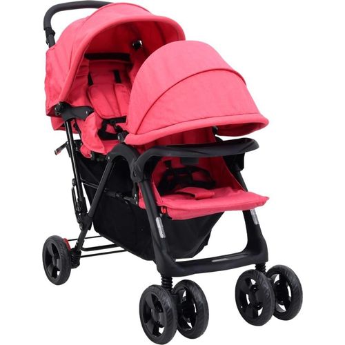 Möbel Tandem-Zwillingskinderwagen Rot Stahl - Kombikinderwagen 10351