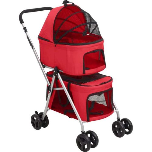 Hundewagen für 2 Hunde Faltbar Rot 83x48x97 cm Oxford-Gewebe , Fahrradanhänger Design 2024