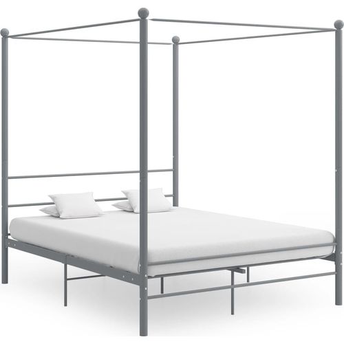 The Living Store Himmelbett Grau Metall 160x200 cm