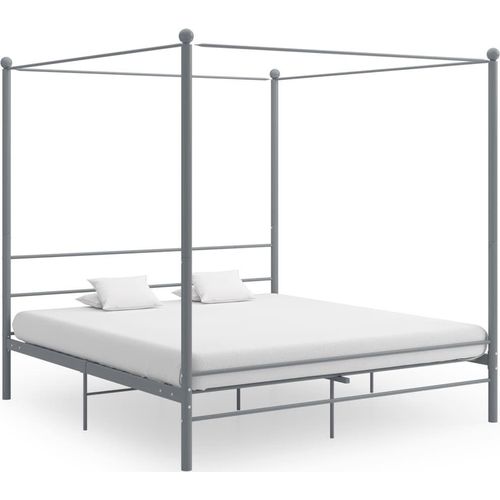 The Living Store Himmelbett Grau Metall 200x200 cm