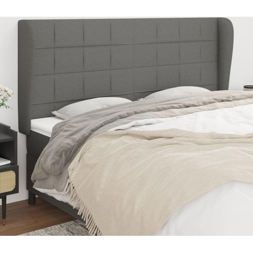 vidaXL Kopfteil mit Ohren Dunkelgrau 163x23x118/128 cm Stoff