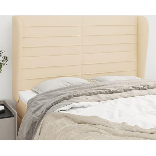 vidaXL Kopfteil mit Ohren Creme 147x23x118/128 cm Stoff