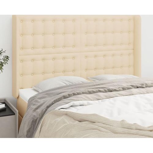 Kopfteil mit Ohren Creme 147x16x118/128 cm Stoff