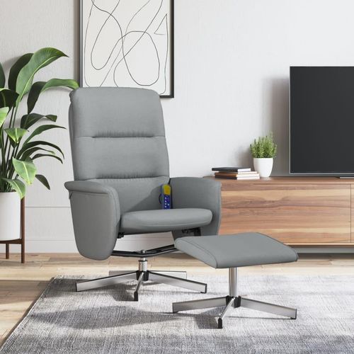 Massagesessel mit Fußhocker Hellgrau Stoff 356582