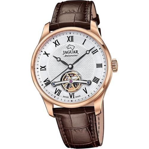 Jaguar Leder Herren Uhr Analog Elegant Armbanduhr braun Balancier D2UJ967/2