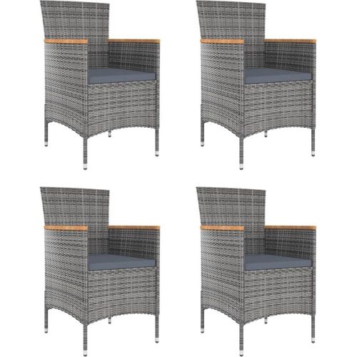 Garten-Essstühle 4 Stk. Poly Rattan Grau