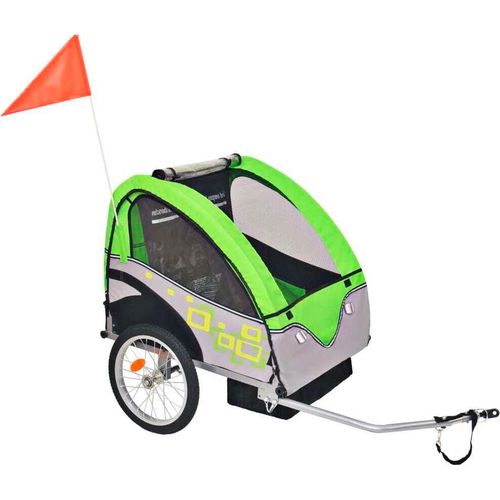 Fahrradanhänger Grau und Grün 30 kg