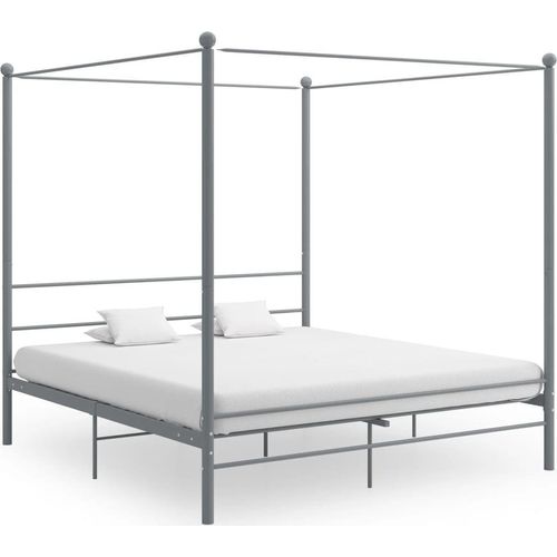 The Living Store Himmelbett Grau Metall 180x200 cm