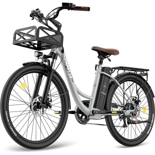 ebike 26 Zoll, e Bike Herren 36V 20.3Ah Akku, Elektrofahrrad 250W 25km/h, City E-Bike Damen Reichweite 80-200km Grau