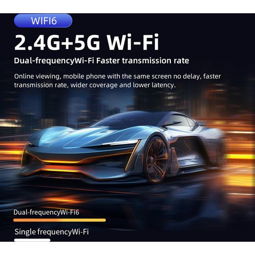 Android 9.0 Mini-Projektor 720P Heimkino mit WiFi6-Unterstuetzung 150-Zoll-Display Gleiche Bildschirmtechnik Filmprojektor Autofokus Trapezfunktion Eingebauter Lautsprecher mit USB-/3,5-mm-Anschluessen Unterstuetzt TV-Box Computer-Flash-Disk Outdoor-Mediaplayer-Unterhaltung