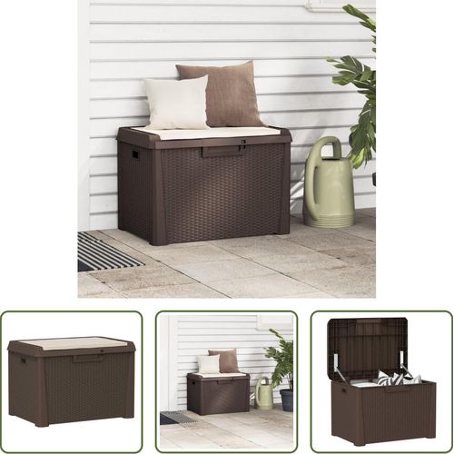 The Living Store Gartentruhe mit Sitzkissen Braun 125 L PP