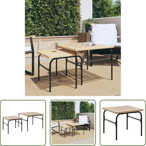 The Living Store Outdoor-Satztische 2 Stk. Braun und Schwarz Stahl