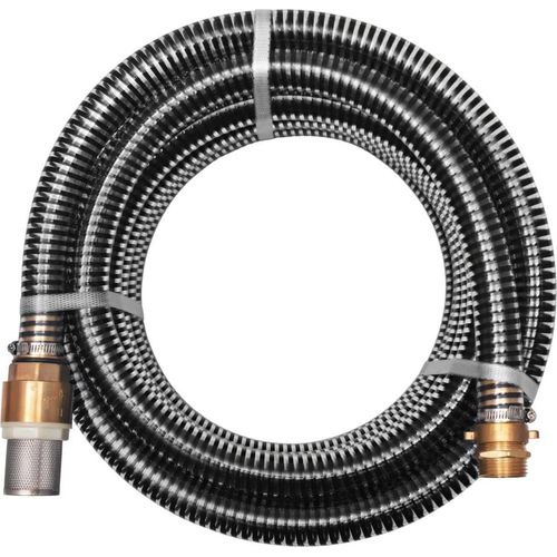 Saugschlauch mit Messing-Anschlüssen 15 m 25 mm Schwarz