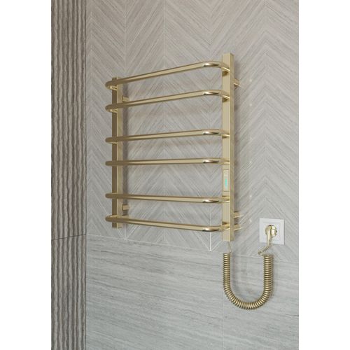 ELNA Badheizkörper Elektrisch Heizkörper Handtuchheizkörper Gold PVD Edelstahl 105W 61x53 cm mit Thermostat