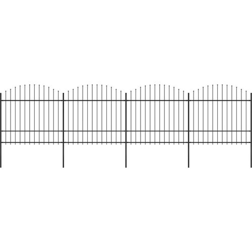 Gartenzaun mit Speerspitzen Stahl (1,5 - 1,75) x 6,8 m Schwarz