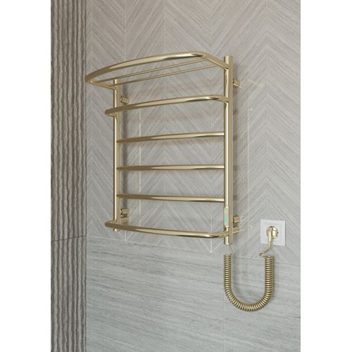 ELNA Badheizkörper Elektrisch Heizkörper Handtuchheizkörper Gold PVD Edelstahl 105W 61x53 cm mit Thermostat