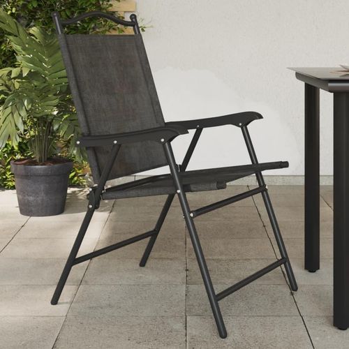 Schlichtes Klappbare Gartenstühle 4 Stk. Graumeliert Stahl und Textilene Campingstühle DE5174