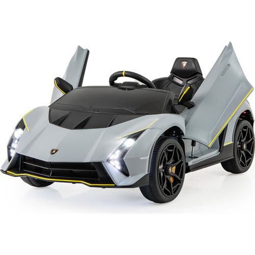 COSTWAY Kinder Elektroauto Lamborghini, 12V Kinderauto Elektrisch, 3 Gang Elektrofahrzeuge 2-4 Km/h, für Kinder ab 3 Jahre (Grau)