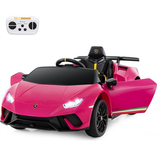 COSTWAY Kinder Elektroauto Lamborghini, 12V Kinderauto Elektrisch 3 Gang Elektrofahrzeuge 3-5 Km/h, für Kinder ab 3 Jahre (Rosa)
