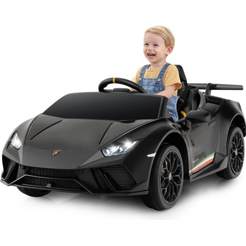 COSTWAY Kinder Elektroauto Lamborghini, 12V Kinderauto Elektrisch 3 Gang Elektrofahrzeuge 3-5 Km/h, für Kinder ab 3 Jahre (Schwarz)