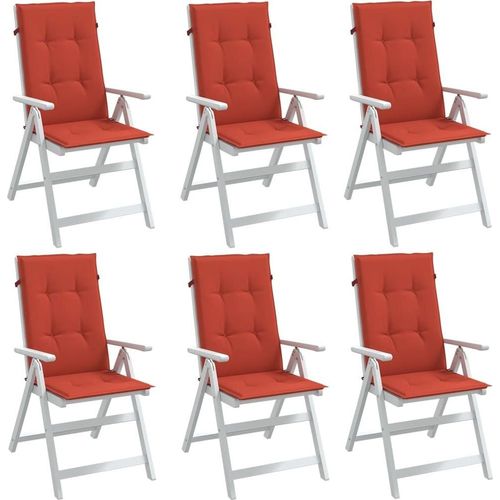 Hochlehner-Auflagen 6 Stk. Melange Rot 120x50x4 cm Stoff