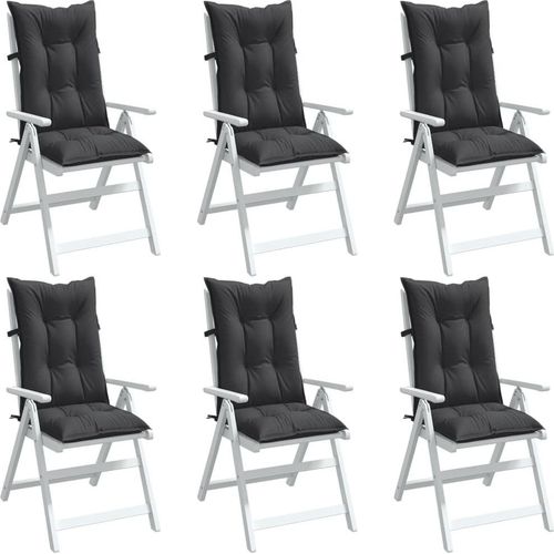 Hochlehner-Auflagen 6 Stk. Melange Anthrazit 120x50x7 cm Stoff
