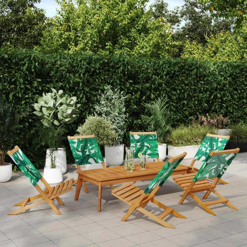 Schlichtes Gartenstühle 6 Stk. Klappbar Grün Stoff und Massivholz Campingstühle DE4377