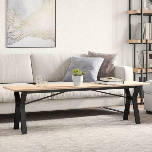 Couchtisch Y-Gestell 160x40x45 cm Massivholz Kiefer & Stahl