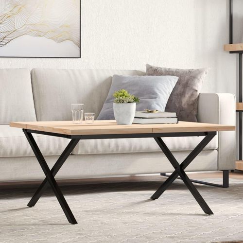 Couchtisch X-Gestell 80x80x45,5cm Massivholz Kiefer & Stahl