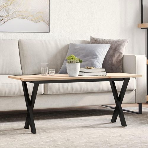 Couchtisch X-Gestell 110x40x45 cm Massivholz Kiefer & Stahl