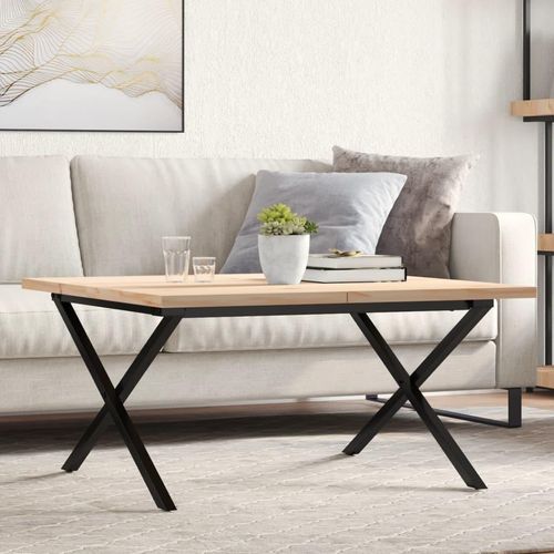 Couchtisch X-Gestell 90x90x45,5cm Massivholz Kiefer & Stahl