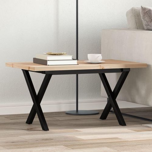 Couchtisch X-Gestell 80x50x40,5cm Massivholz Kiefer & Stahl