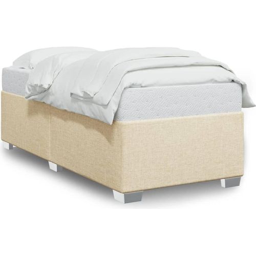 Bettgestell ohne Matratze Creme 100x200 cm Stoff
