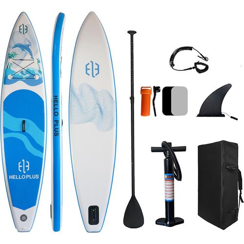 SUP Surfbrett, Stand Up Paddle Board, Surfbrett Set, PVC Paddle Board, 350x81x15cm, mit Paddel, Paddeltasche, Luftpumpe, Heckflosse