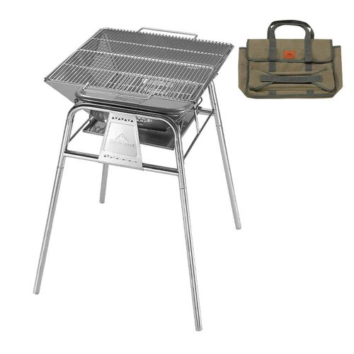 Outdoor-Grill, Barbecue-Grill, Camping-Grill aus Edelstahl, tragbarer Holzkohlegrill, höhenverstellbar, klappbar, geeignet für 6–8 Personen