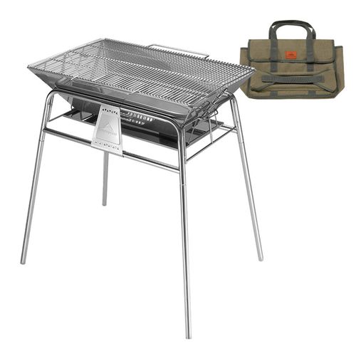 Outdoor-Grill, Barbecue-Grill, Camping-Grill aus Edelstahl, tragbarer Holzkohlegrill, höhenverstellbar, klappbar, geeignet für 9–12 Personen