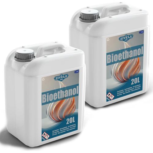 Bioethanol 96,6% 40L |Alkohol 96,6% 2x20L | Bioethanol für Kamin, Tischkamin, Bioethanol Kamin | Bioethanol Geruchlos | Saubere Verbrennung, ohne Rauch, lebendige und stabile Flamme