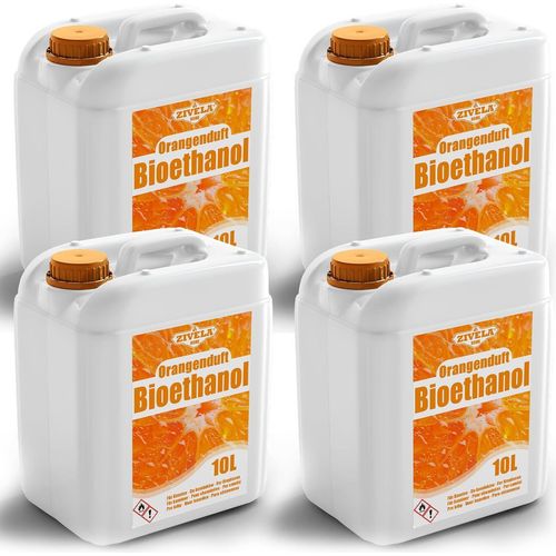 Bioethanol 96,6% 40L |Alkohol Orangeduft 96,6% 4x10L | Bioethanol für Kamin, Tischkamin, Bioethanol Kamin | Bioethanol Orangeduft | Saubere Verbrennung, ohne Rauch, lebendige und stabile Flamme