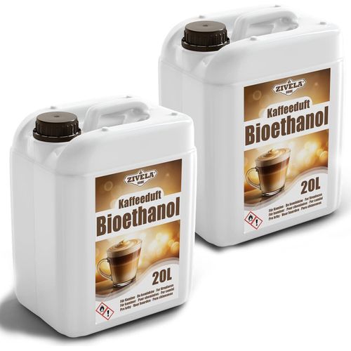 Bioethanol 96,6% 40L |Alkohol Kaffeeduft 96,6% 2x20L | Bioethanol für Kamin, Tischkamin, Bioethanol Kamin | Bioethanol Kaffeeduft | Saubere Verbrennung, ohne Rauch, lebendige und stabile Flamme