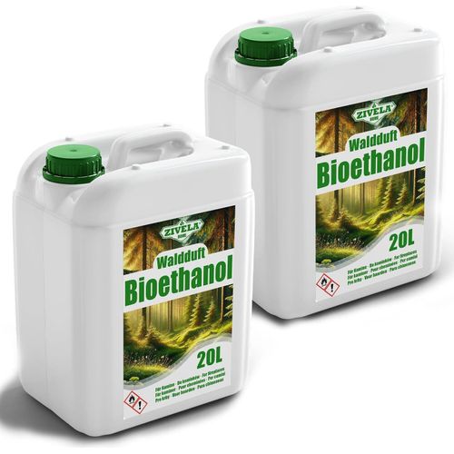 Bioethanol 96,6% 40L |Alkohol Waldduft 96,6% 2x20L | Bioethanol für Kamin, Tischkamin, Bioethanol Kamin | Bioethanol Waldduft | Saubere Verbrennu