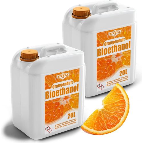 Bioethanol 96,6% 40L |Alkohol Orangeduft 96,6% 2x20L | Bioethanol für Kamin, Tischkamin, Bioethanol Kamin | Bioethanol Orangeduft | Saubere Verbrennung, ohne Rauch, lebendige und stabile Flamme