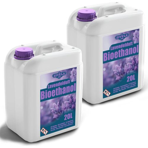 Bioethanol 96,6% 40L |Alkohol Lavendelduft 96,6% 2x20L | Bioethanol für Kamin, Tischkamin| Bioethanol Lavendelduft | Saubere Verbrennung, ohne Rauch, lebendige und stabile Flamme